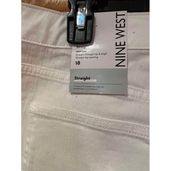 Nine West Orchard White High Rise Crop Straight Button Fly Jeans Plus Size‎ 18 - Picture 8 of 9
